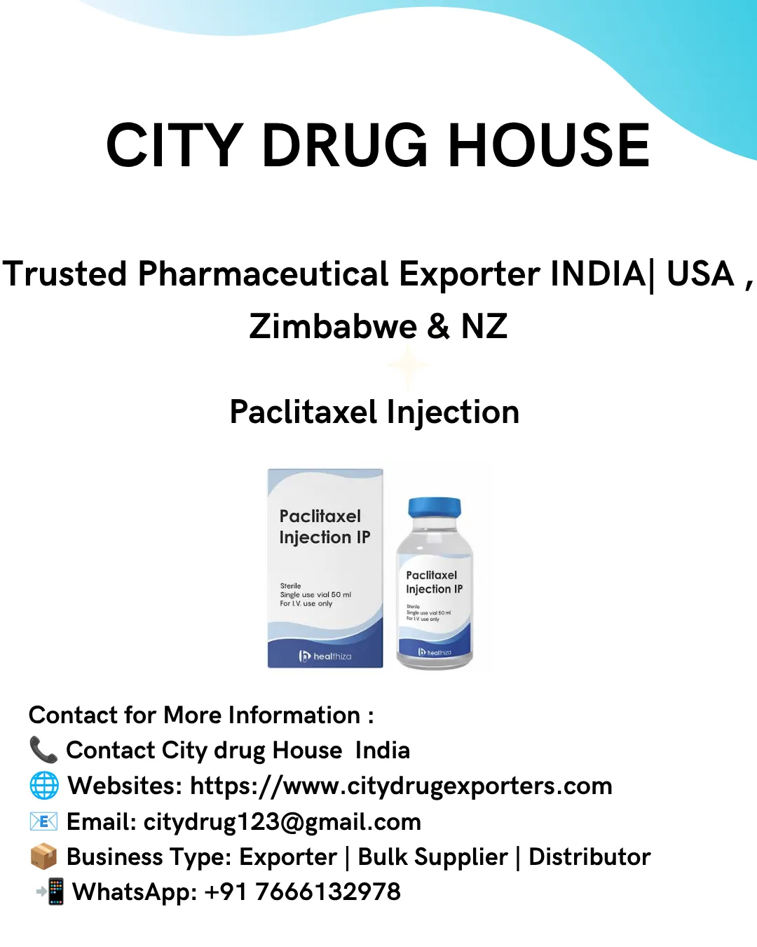 Paclitaxel Exporter to USA, Zimbabwe & NZ | City Drug House INDIA
