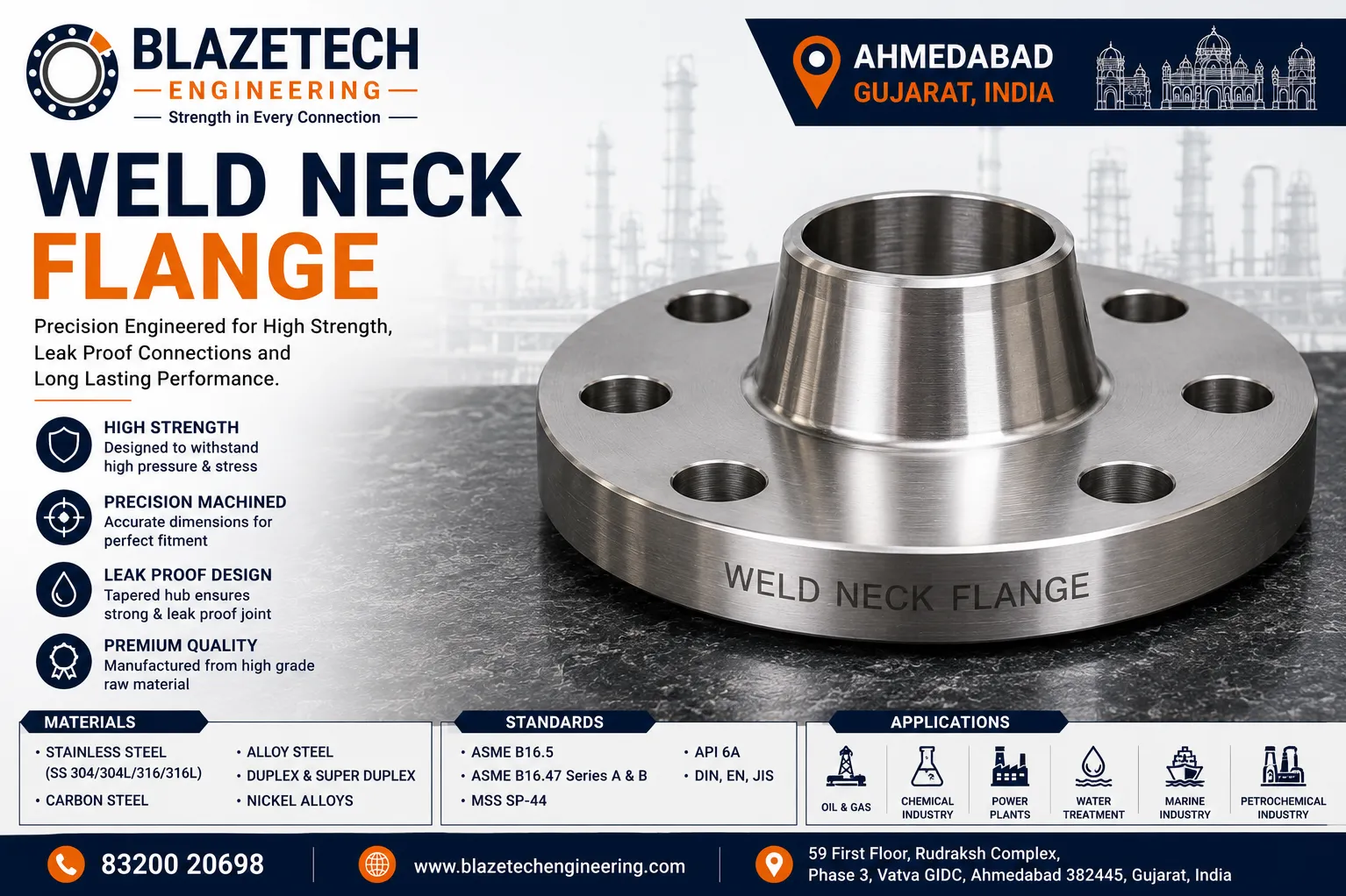 Weld Neck Flange Manufacturer in Ahmedabad.