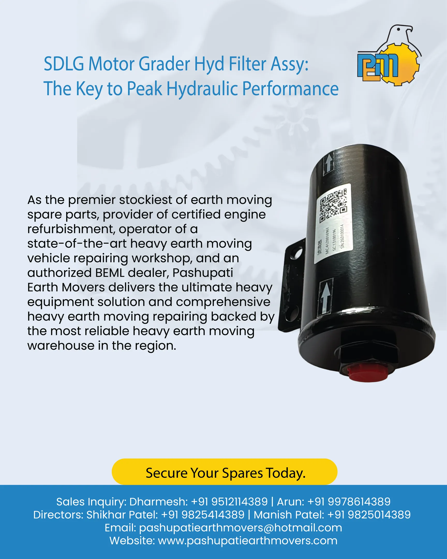 SDLG Motor Grader Hyd Filter Assy: The Key to Peak Hydraulic Performance
