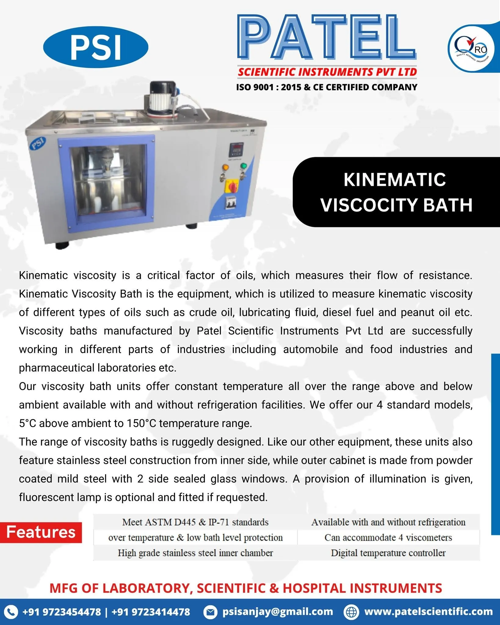 Kinematic Viscosity Bath Manufacturer in Ahmedabad | Precision Testing Equipment