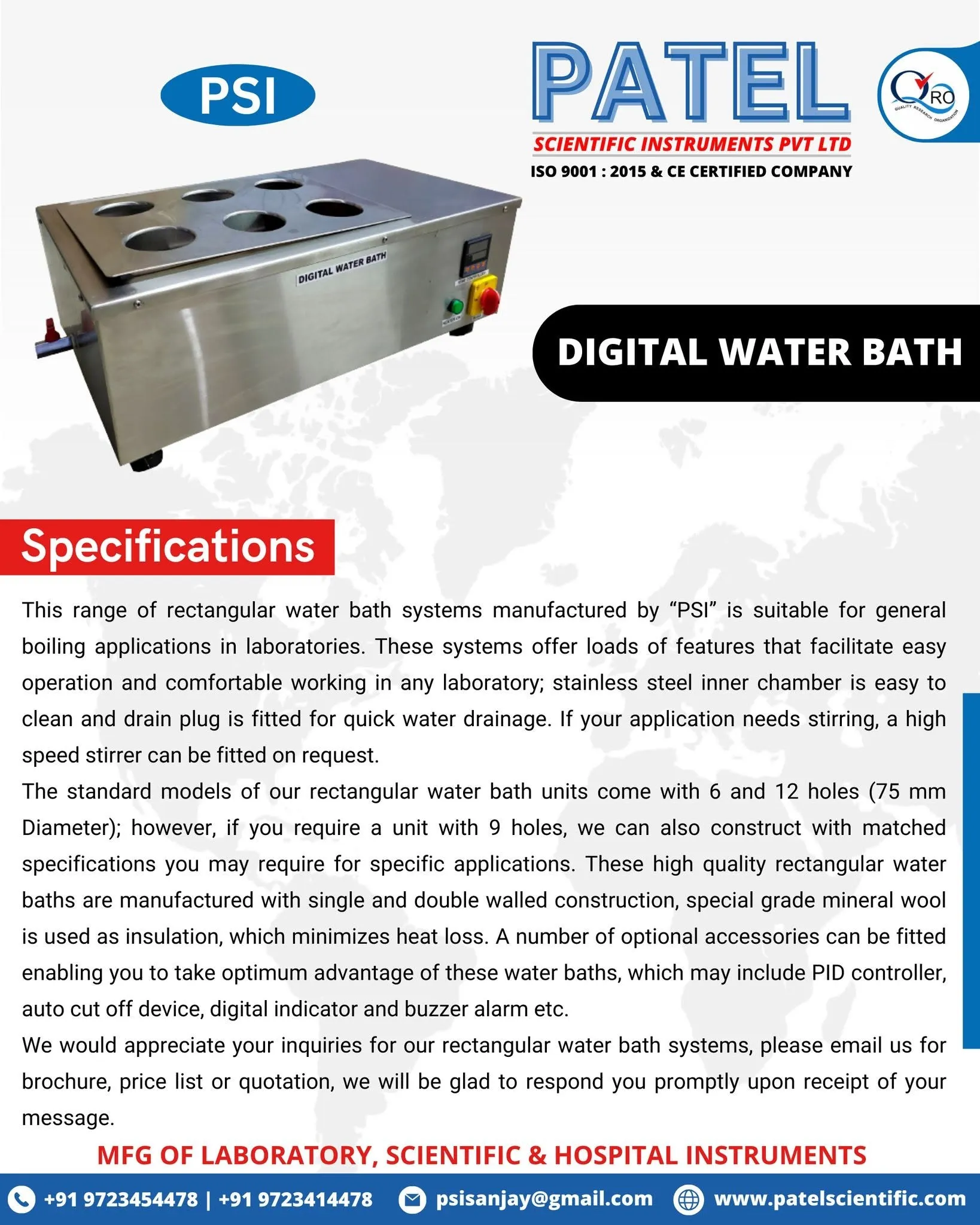 Digital Water Bath Manufacturer In Ahmedabad | Patel Scientific Instruments Private Limited
