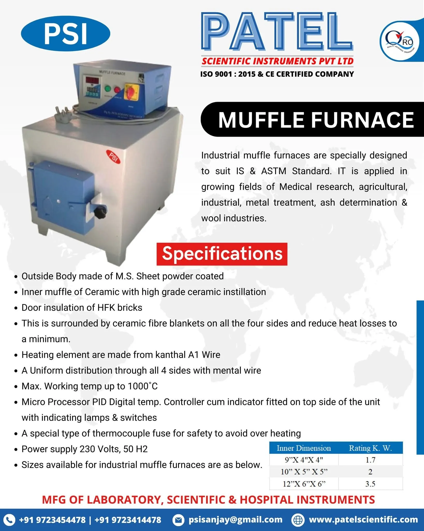 Laboratory Muffle Furnace Manufacturer in Ahmedabad| Patel Scientific Instruments Private Limited