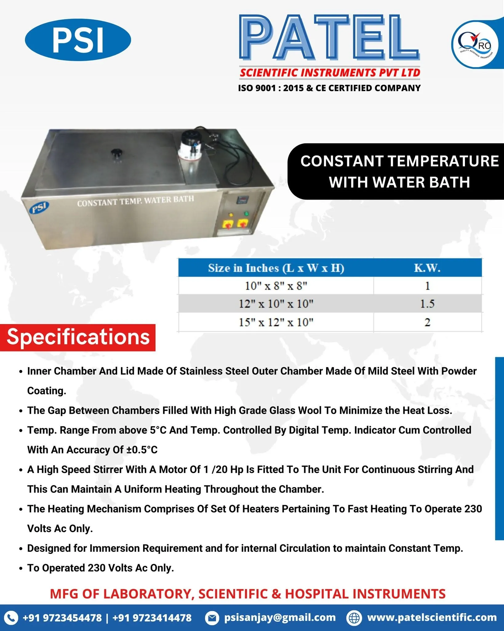 Constant Temperature Water Bath in Ahmedabad | Patel Scientific Instruments Private Limited
