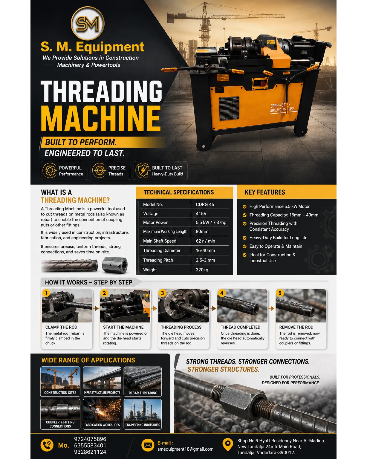 Threading Machine Manufacturer, Supplier & Dealer in India | Rebar Threading Machine