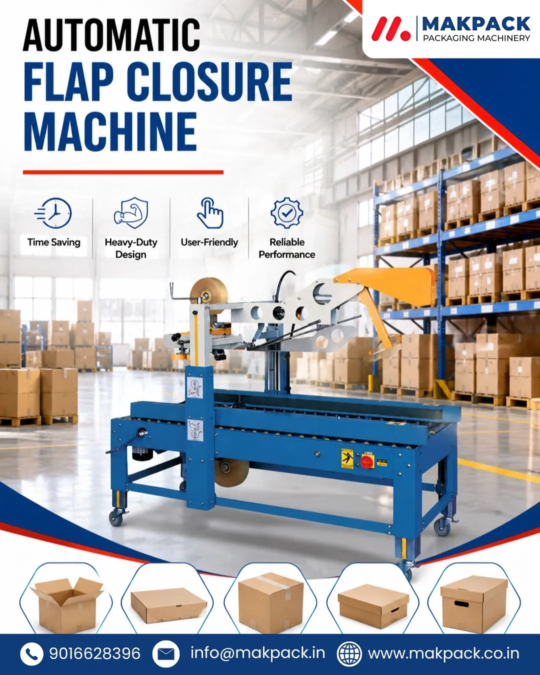 Automatic Flap Carton Sealing Machine in Ahmedabad | Mak Pack Machinery