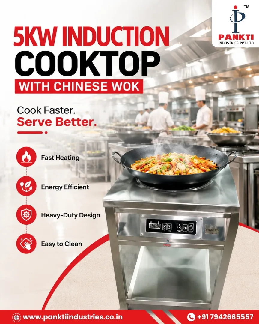 5kW Induction Cooktop With Chinese Wok in Ahmedabad | Pankti Industries Pvt. Ltd
