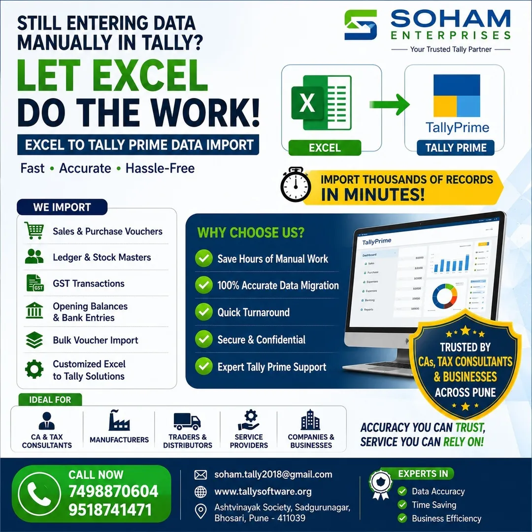 š Still Entering Data Manually in Tally? Let Excel Do the Work!
š Excel to Tally Prime Data Import...