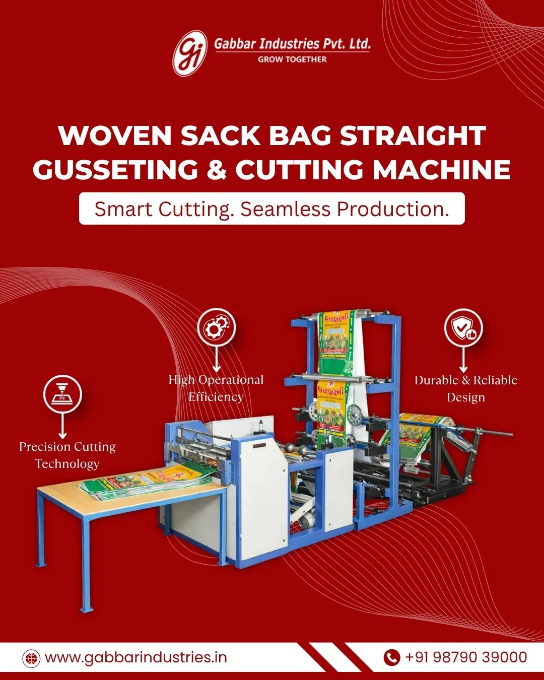 Woven Sack Bag Straight Gusseting & Cutting Machine in Ahmedabad | Gabbar Industries Pv