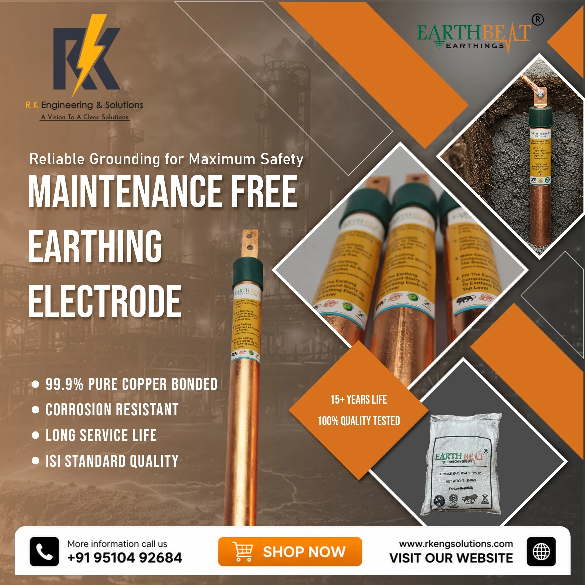 Maintenance Free Earthing Electrode Manufacturer in Ahmedabad| RK Engineering