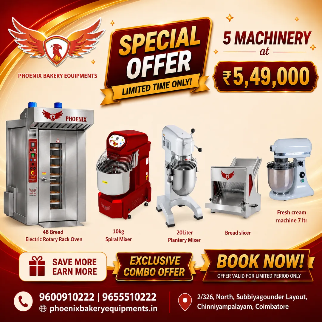 PREMIUM BAKERY MACHINERY COMBO OFFEERE | PHOENIX BAKERY EQUIPMENTS ,COIMBATORE