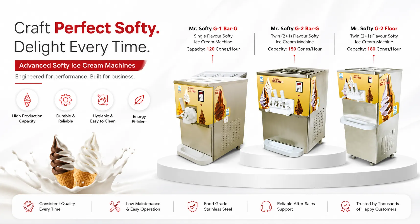 Softy Ice Cream Machine Gravity Series Exporter,Manufacturer and supplier in Chennai