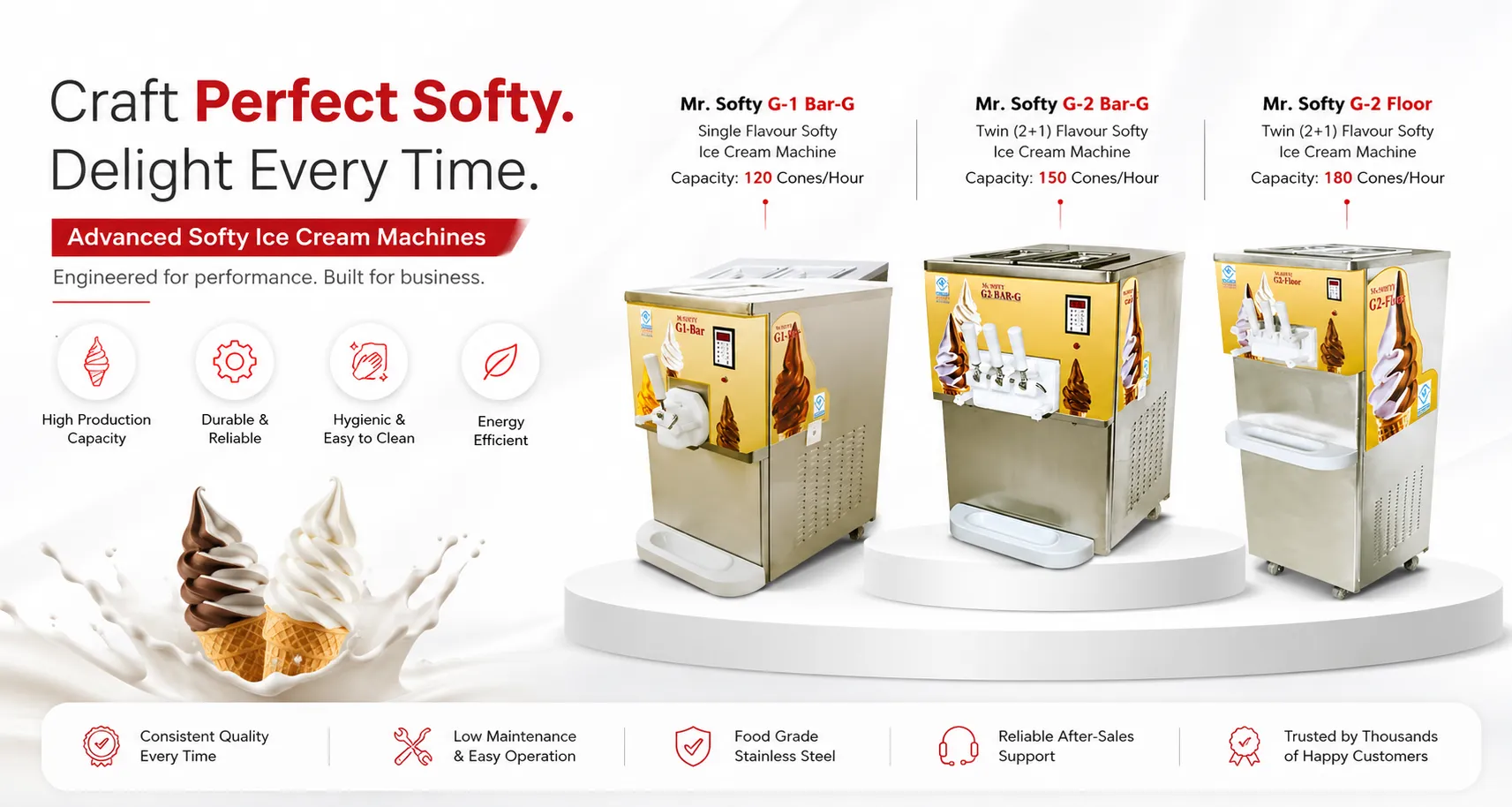 Softy Ice Cream Machine Gravity Series Exporter,Manufacturer and supplier in Madurai