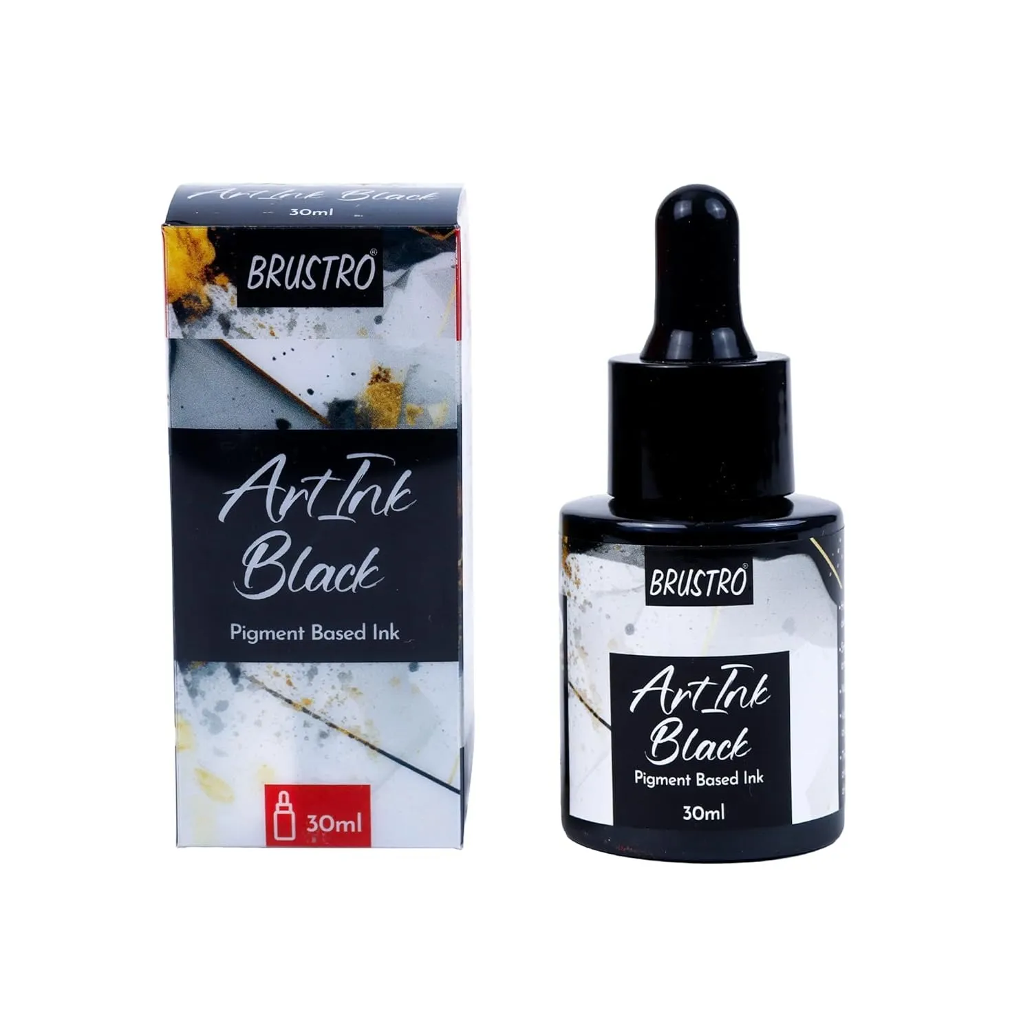 BRUSTRO Art Ink Pigment Based Ink, Black, 30ml Ideal for Drawing, Calligraphy, Brush and Dip Pens