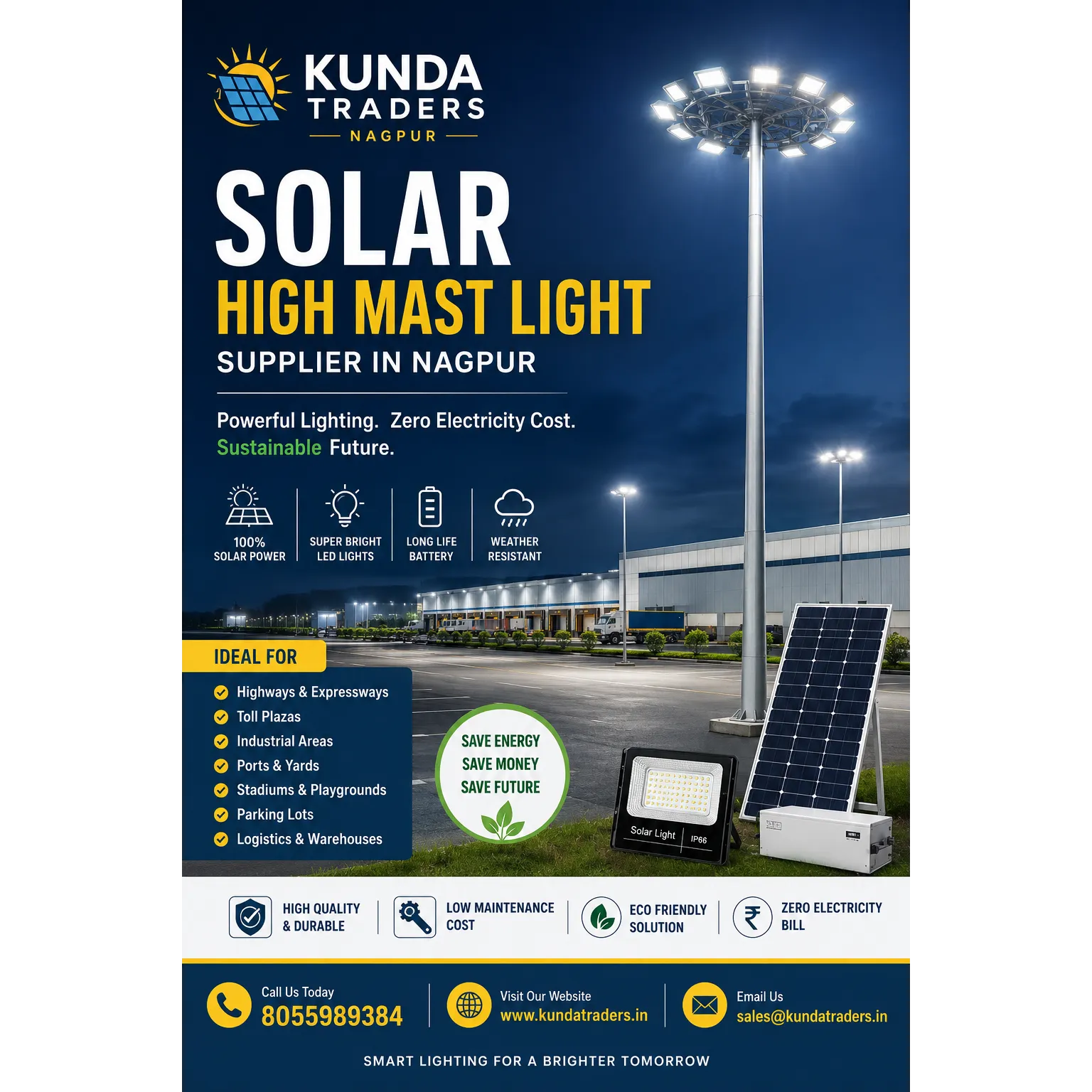 Solar High Mast Light Supplier in Kunda Traders Nagpur