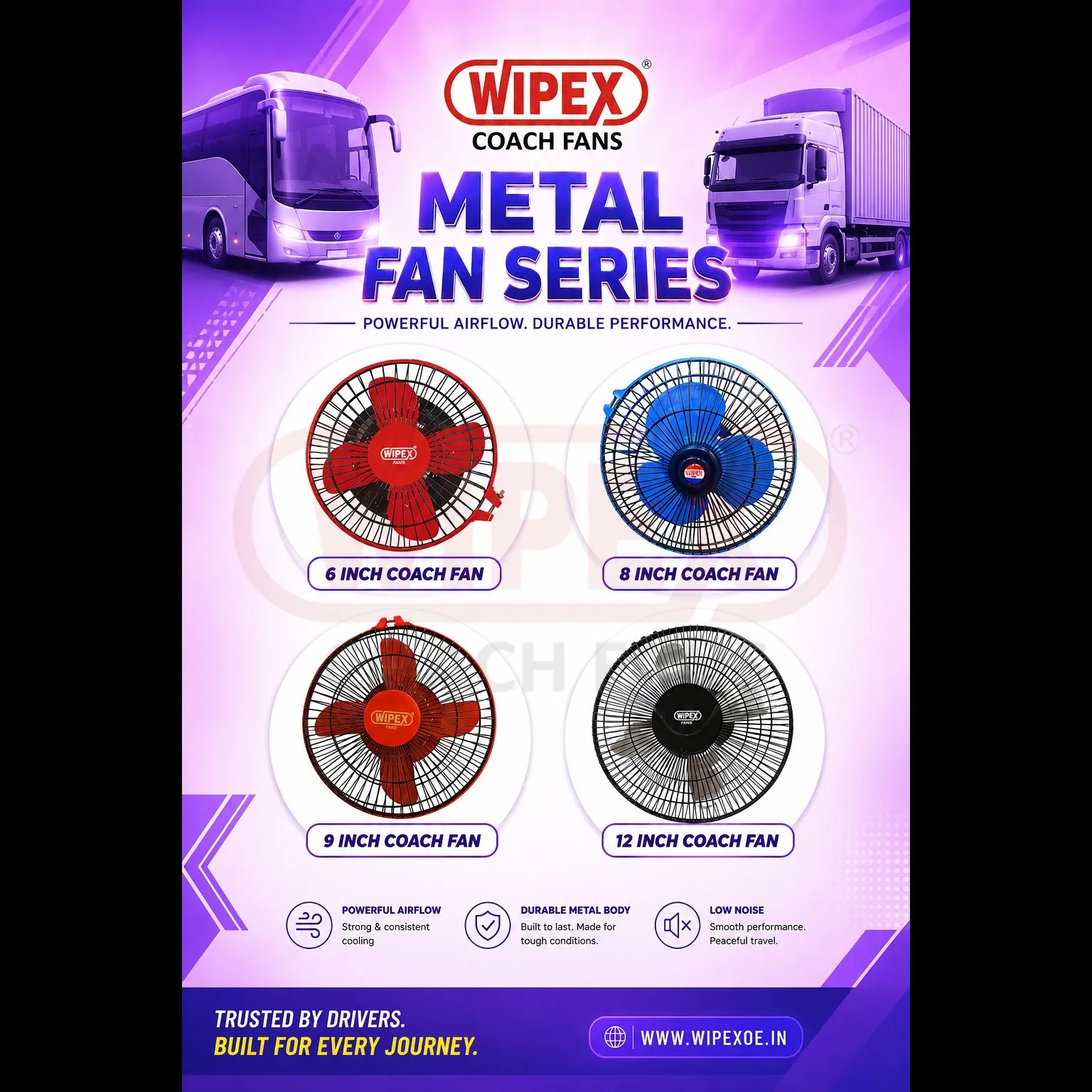 Bus & Truck Coach Fan (Metal) – 9 Inch to 12 Inch Manufacturer | WIPEX INDUSTRIES