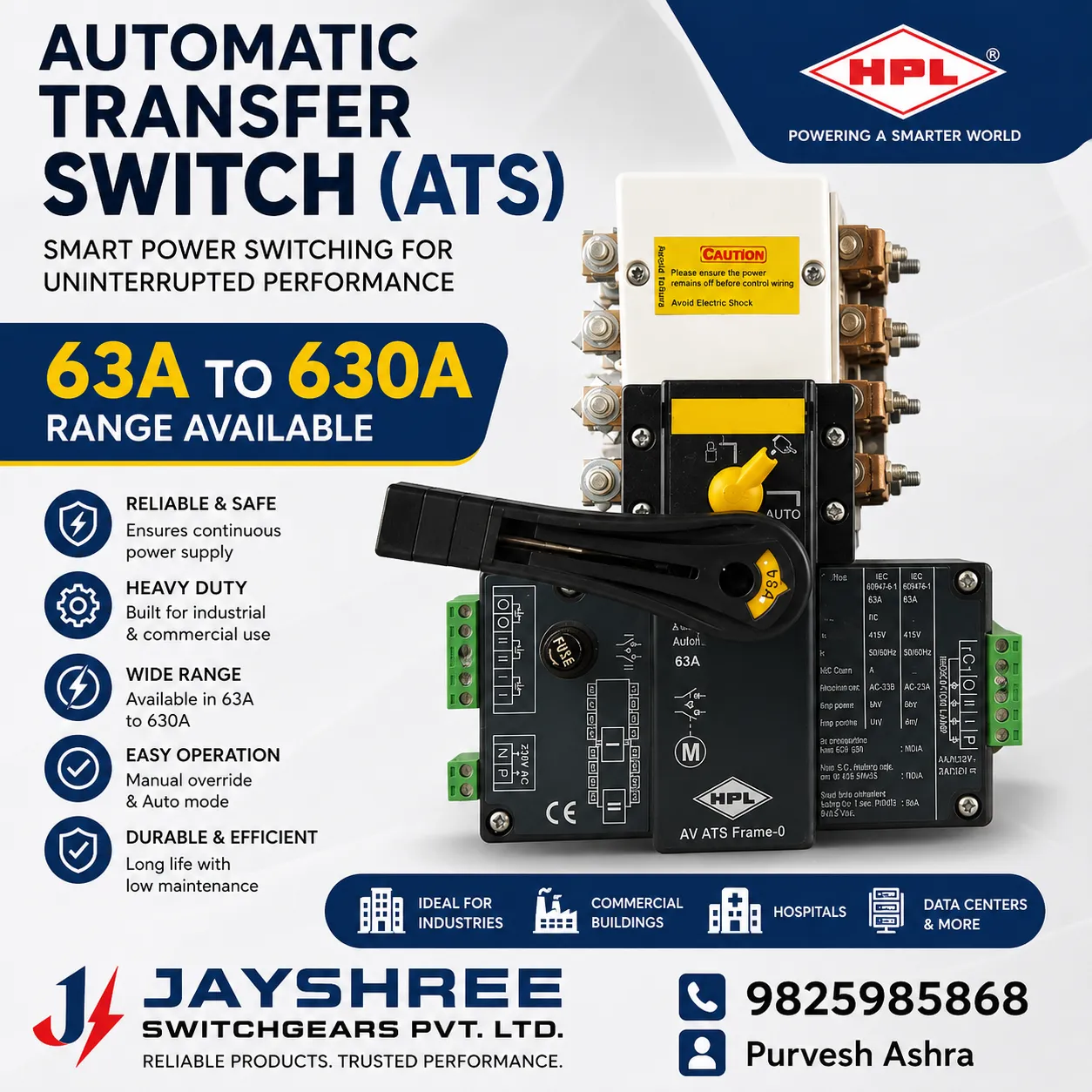 HPL Automatic Transfer Switch (ATS) 63A to 630A