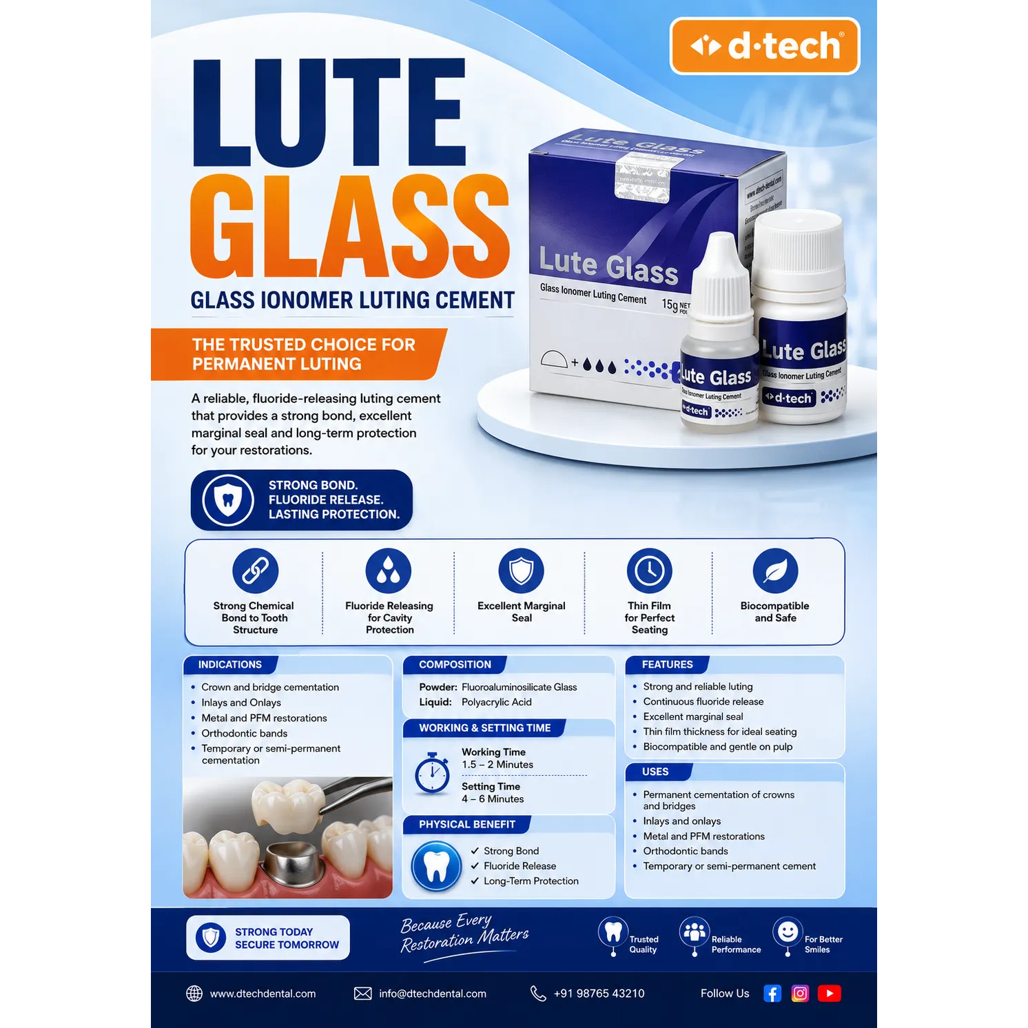 LUTE GLASS β Glass Ionomer Luting Cement by D-Tech Dental