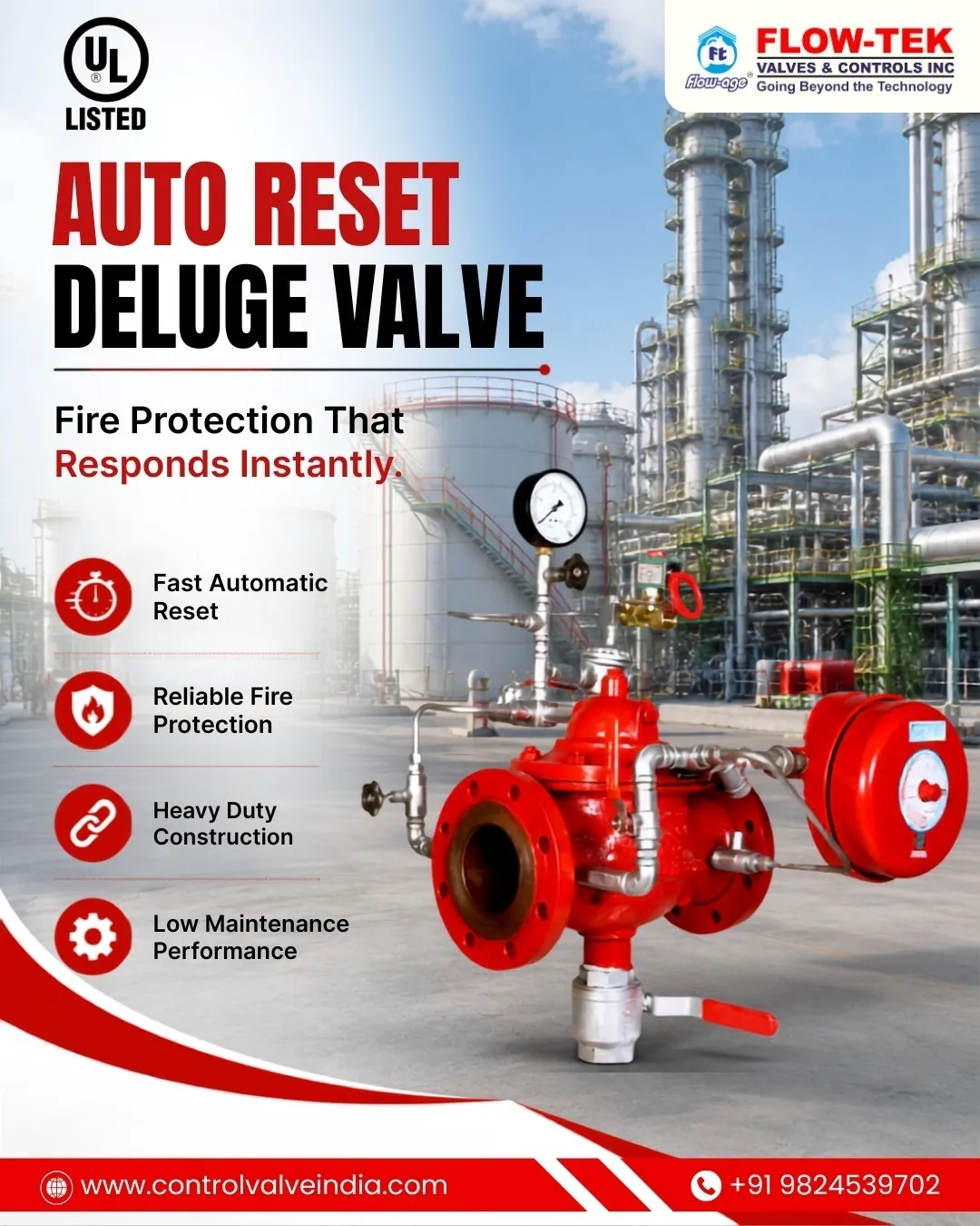 Auto Reset Deluge Valve Manufacturer in Ahmedabad | Flow-Tek Valves & Controls Inc