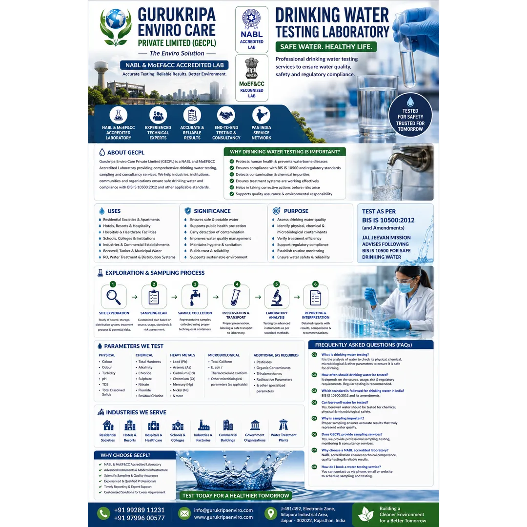 Drinking Water Testing Laboratory – Ensuring Safe, Reliable & Quality Drinking Water