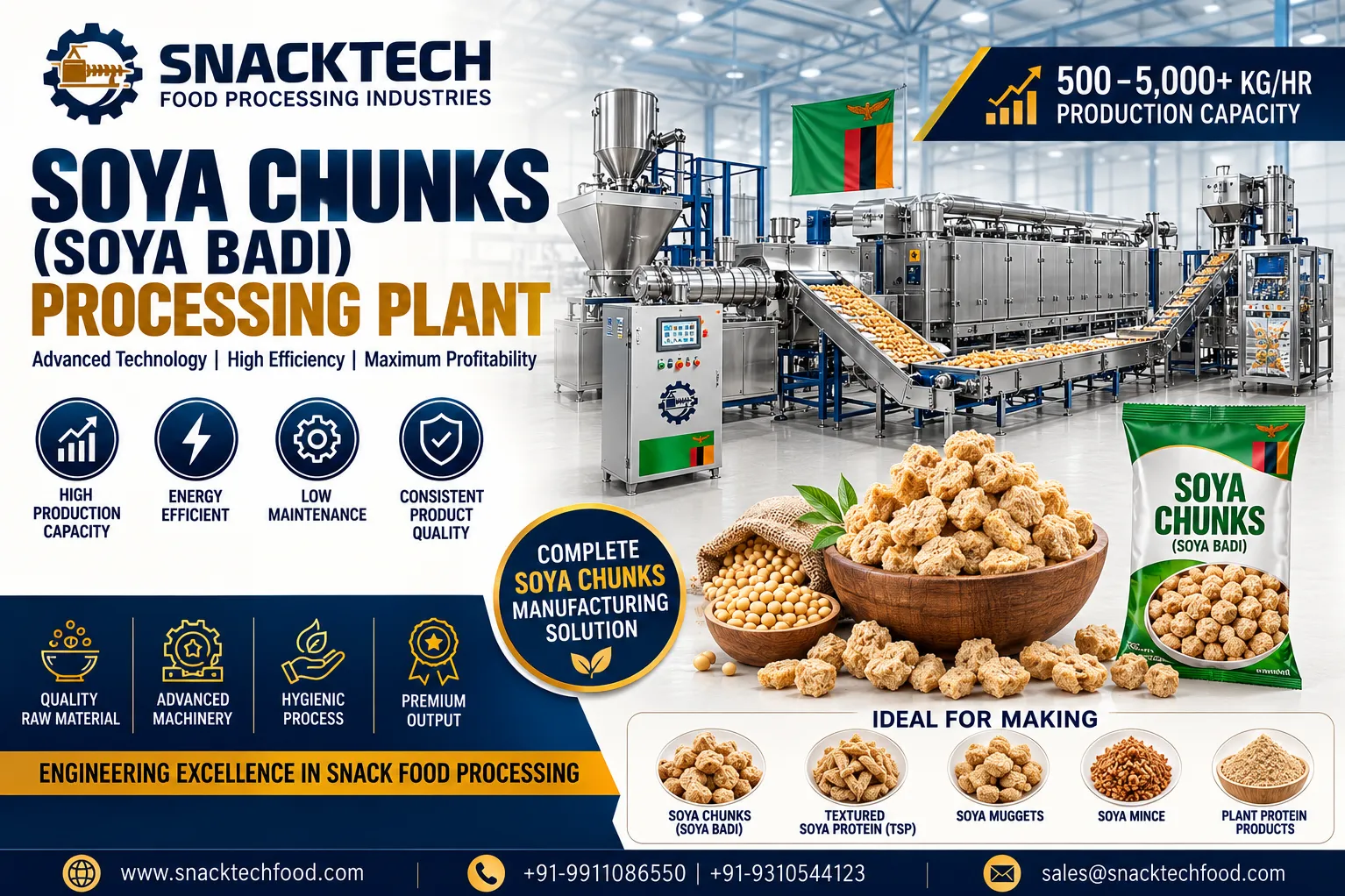 Best Soya Chunks Processing Plant Manufacturer in India | Automatic TVP Production Line