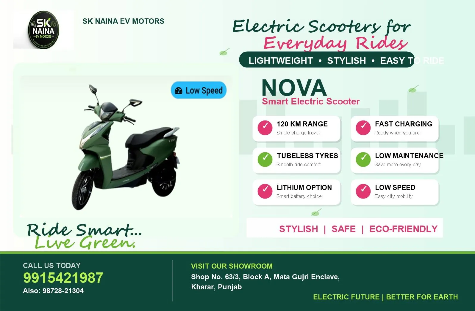 NOVA Low Speed Electric Scooter in Kharar | Up to 120 km Range | SK NAINA EV MOTORS