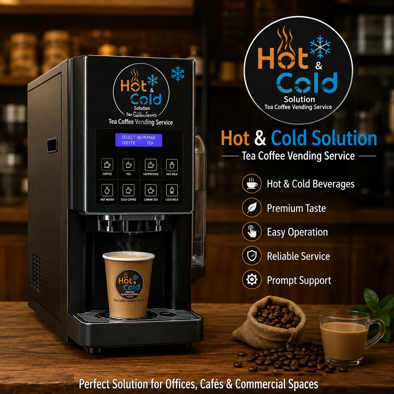 Hot & Cold Solution - Tea Coffee Vending Service Noida Call 9650123205