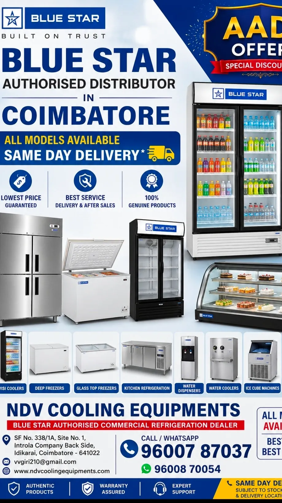 Blue Star Authorised Commercial Deep Freezer Sales And Service Dealers In Coimbatore | +918438291122