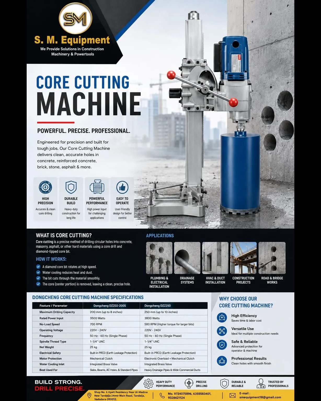 Core Cutting Machine – High Precision Concrete Drilling | S. M. Equipment