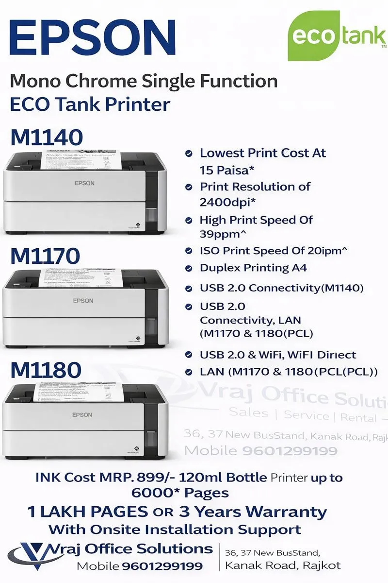 Epson EcoTank Printer Rental in Rajkot