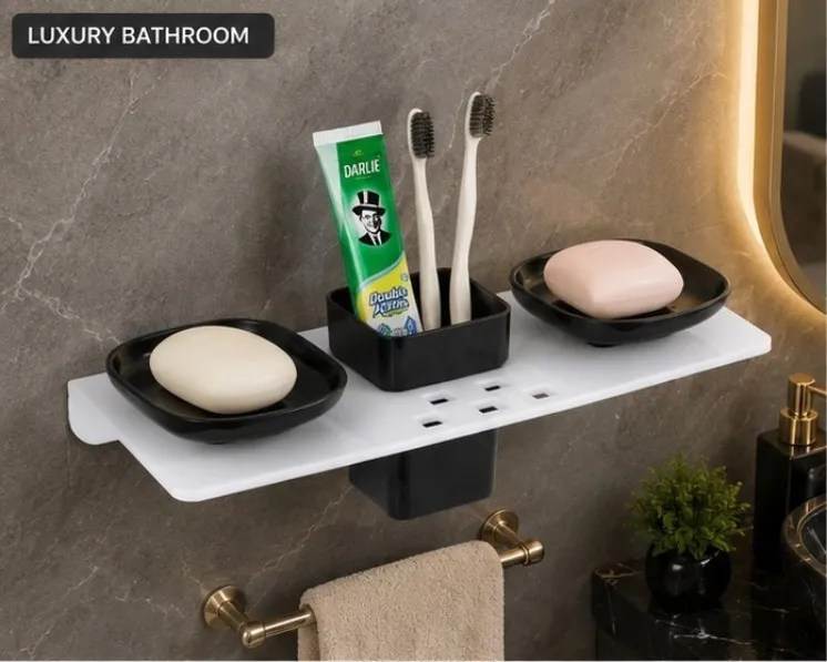 Acrylic black 3 in 1 soap dish