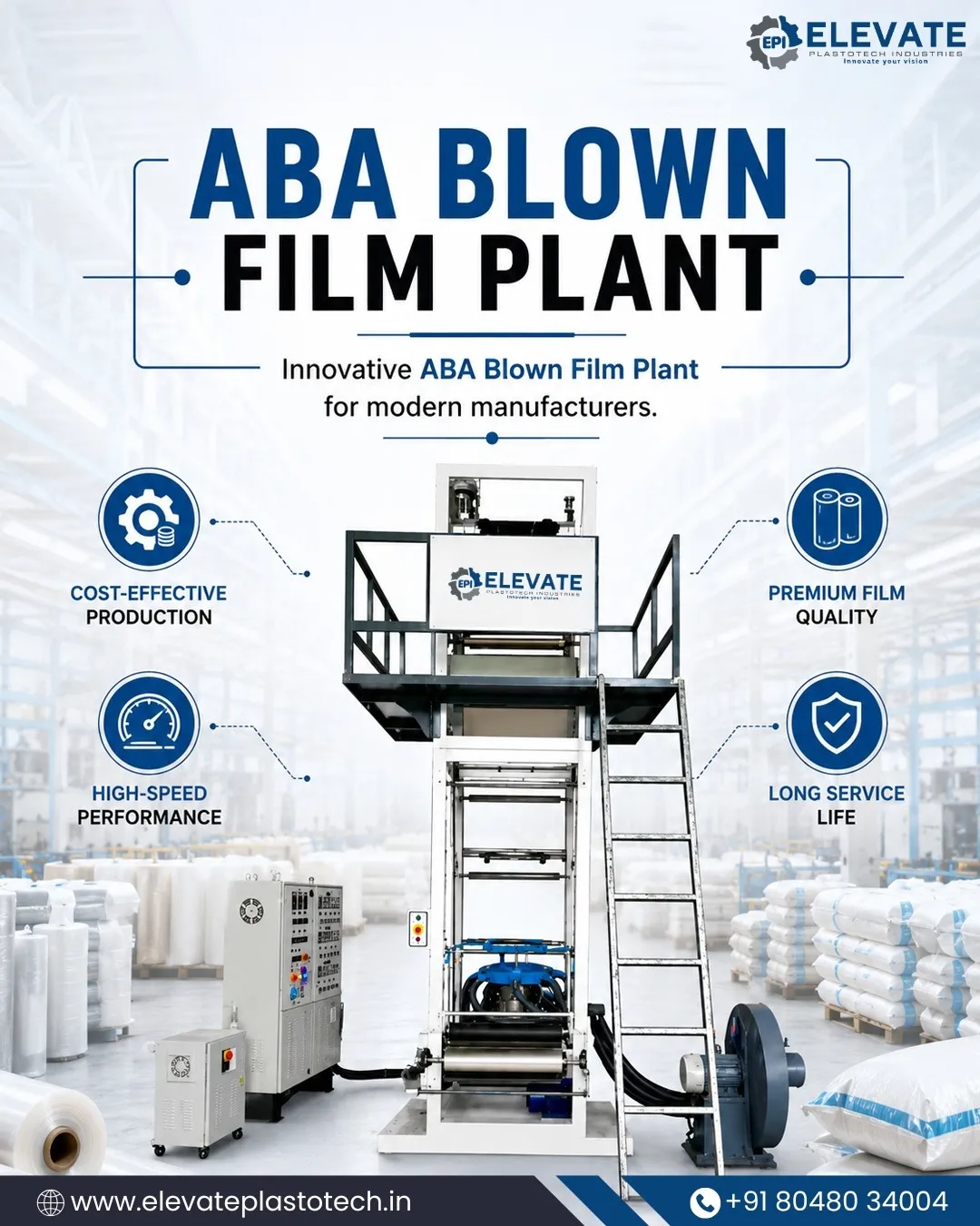 ABA Blown Film Plant Manufacturer from Ahmedabad | Elevate Plastotech Industries
