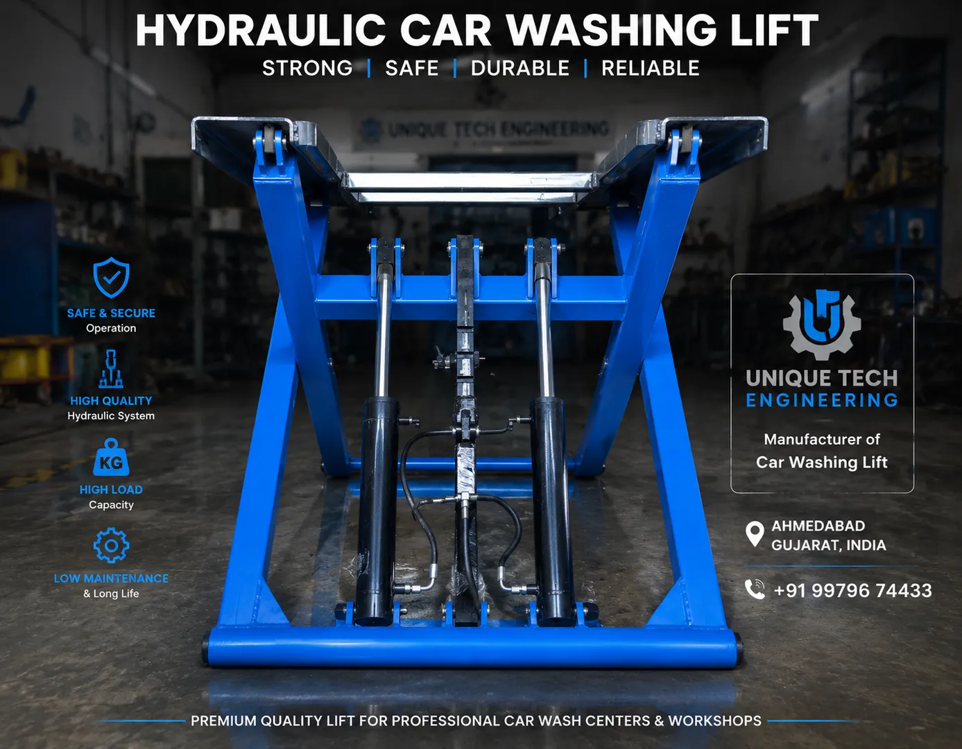 Car washing lift manufacturing in Rajkot