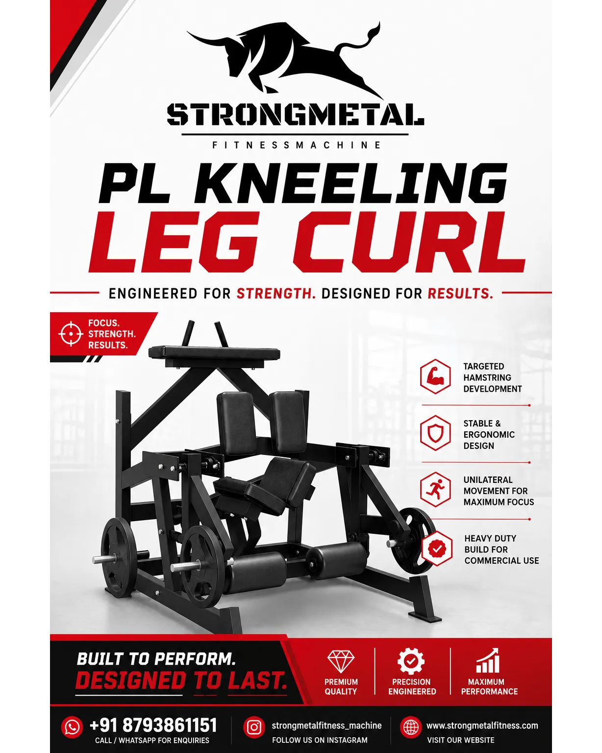PL Kneeling Leg Curl Machine Manufacturer in Pune | Commercial Gym Equipment |
