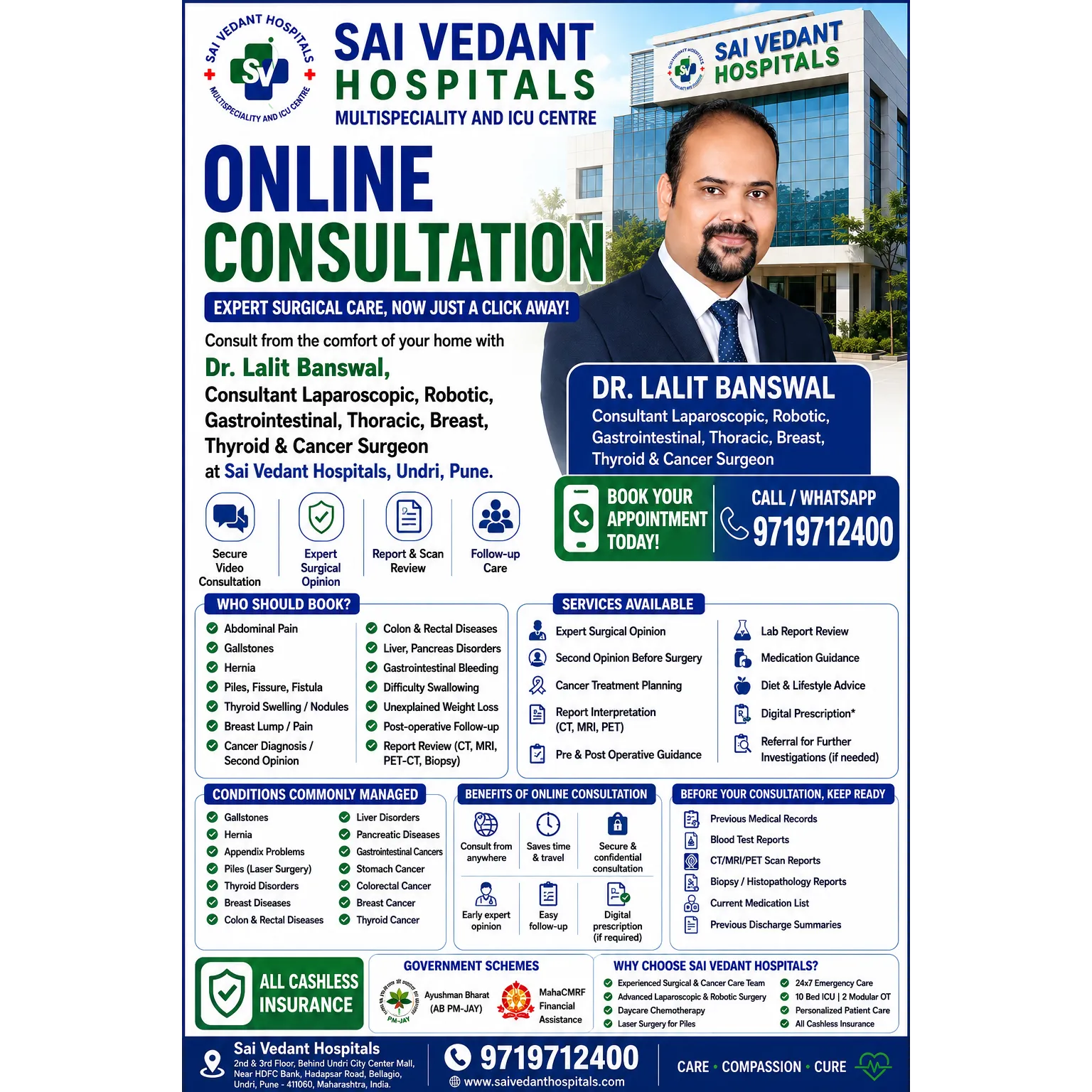 Online Consultation with Dr. Lalit Banswal | General, GI & Cancer Surgeon | SaiVedant Hospital Pune