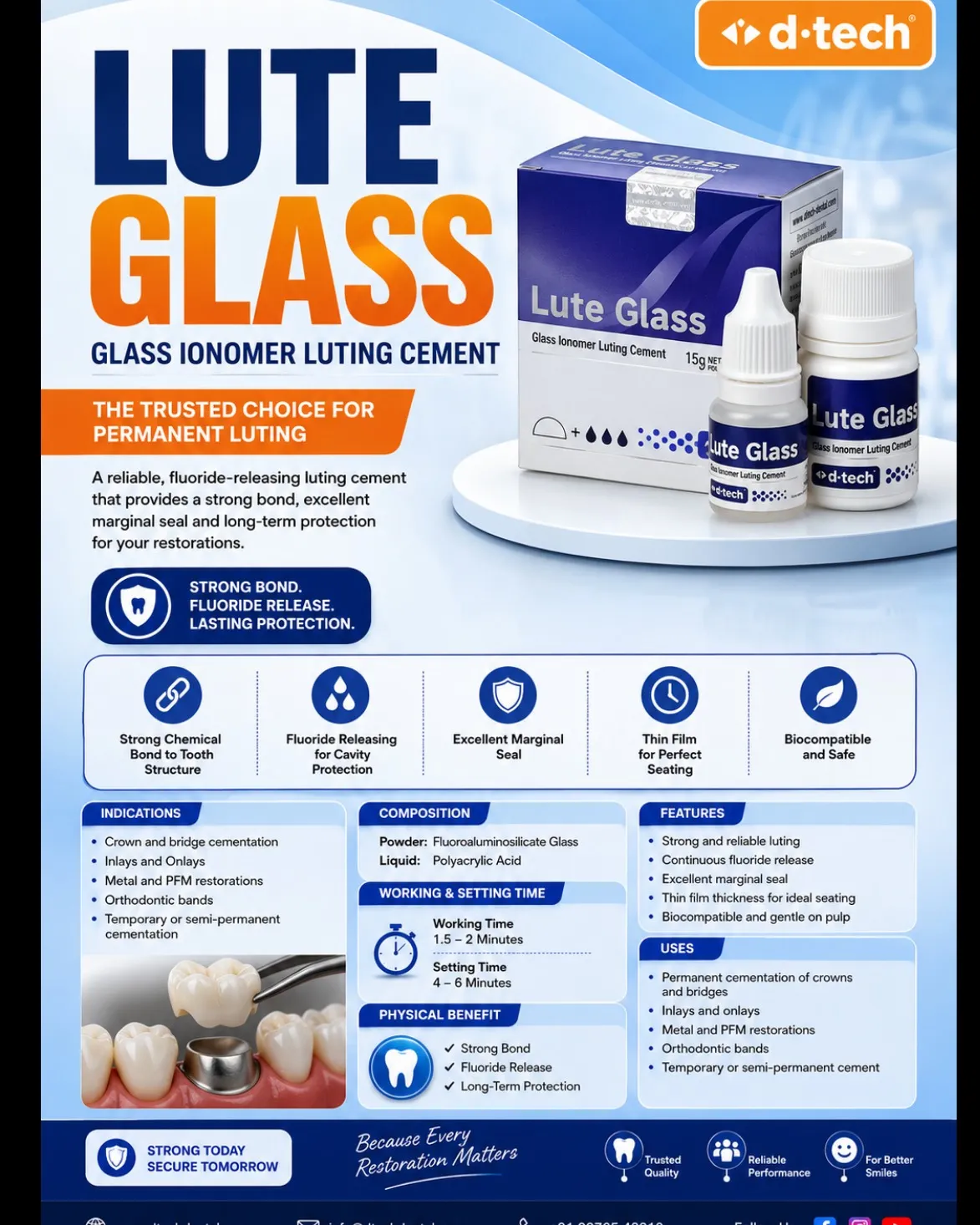 LUTE GLASS – Glass Ionomer Luting Cement | D-Tech Dental