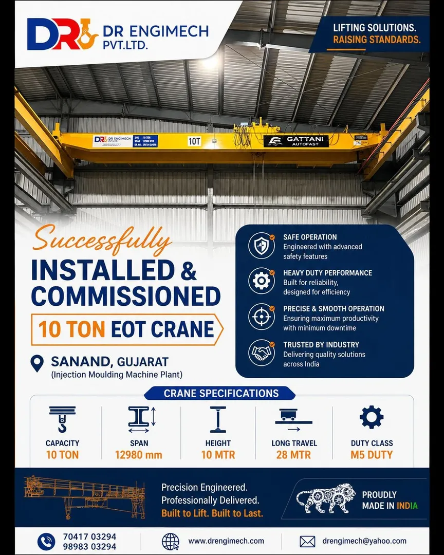 Successfully Installed – 10 Ton Double Girder EOT Crane at Sanand GIDC