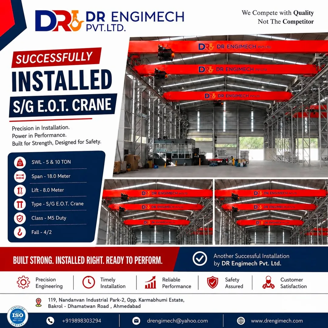 ποΈ Premium Quality 5 Ton & 10 Ton Single Girder EOT Cranes β Built for Performance, Engineered for