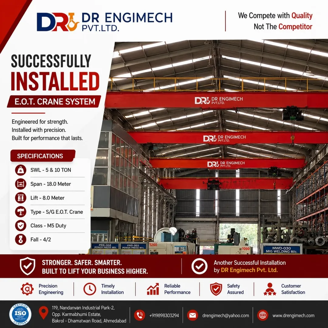 π Powering Industrial Growth with Premium Quality 5 Ton & 10 Ton Single Girder EOT Cranes