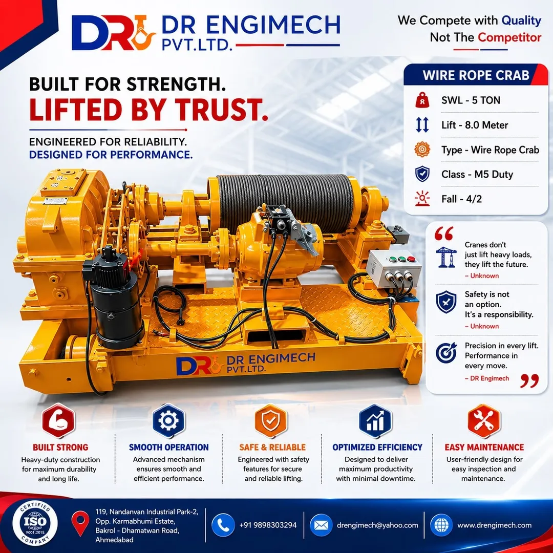 ⚙️ 5 Ton Wire Rope Crab – Reliable M5 Duty Performance for Precision Lifting