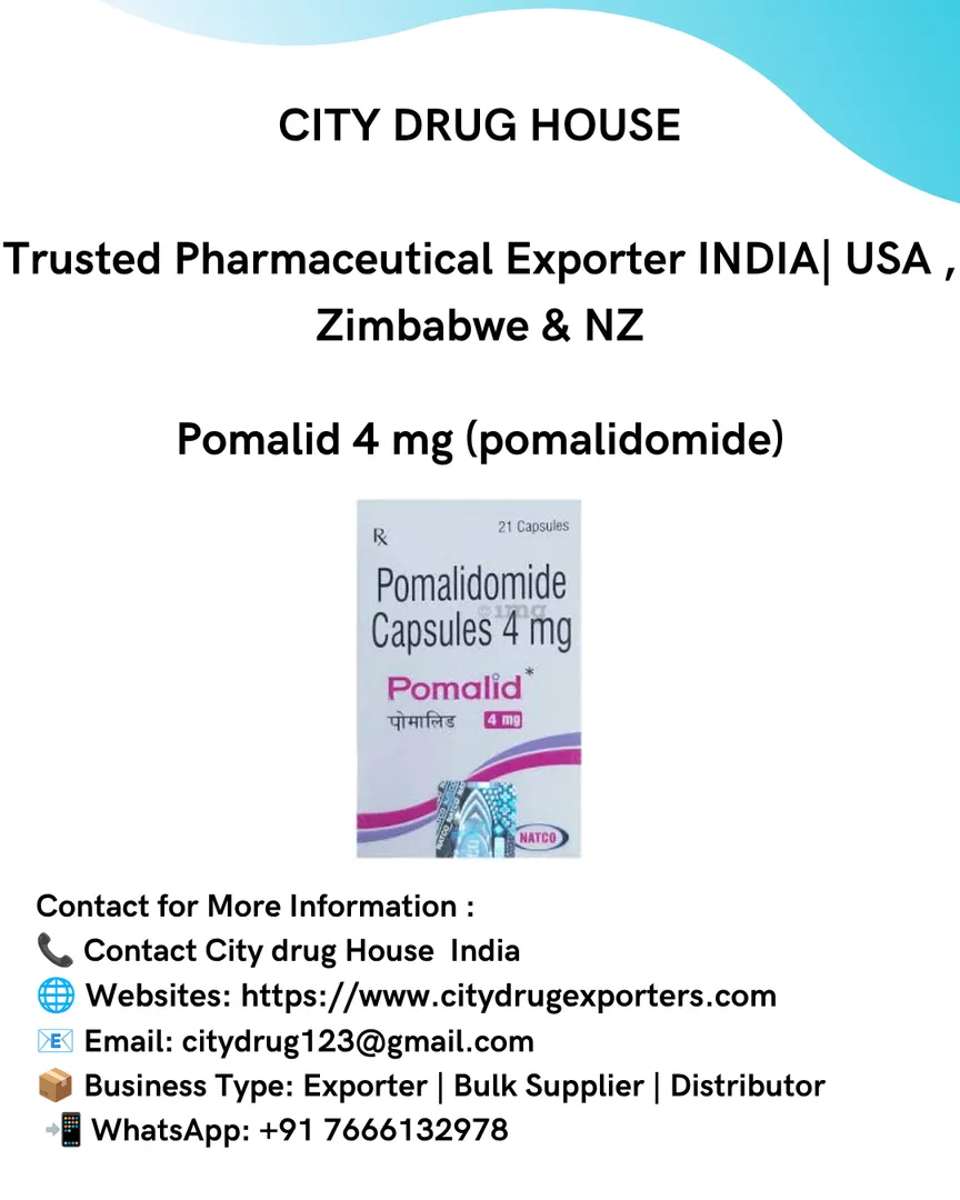 Pomalid 4 mg (pomalidomide) Exporter to USA, Zimbabwe & NZ | City Drug House INDIA