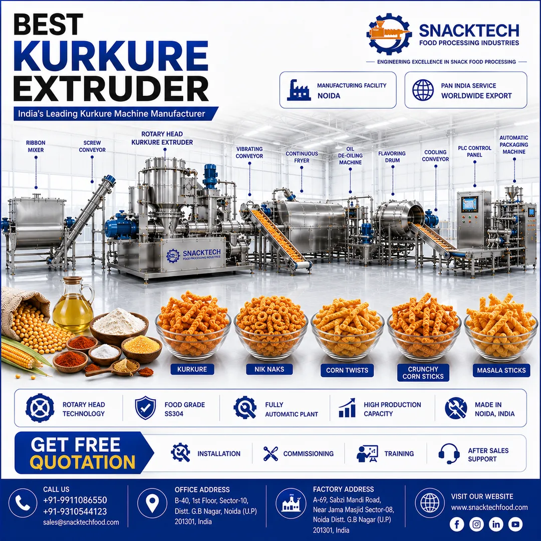 Best Kurkure Extruder Manufacturer in India | Automatic Kurkure Making Machine | Noida
