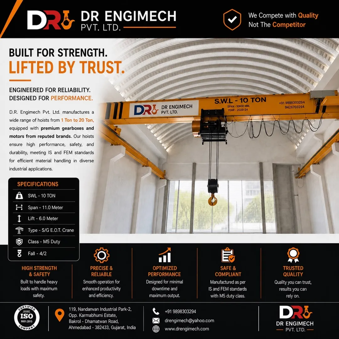 ⚡ Where Performance Meets Precision – 10 Ton Single Girder EOT Crane