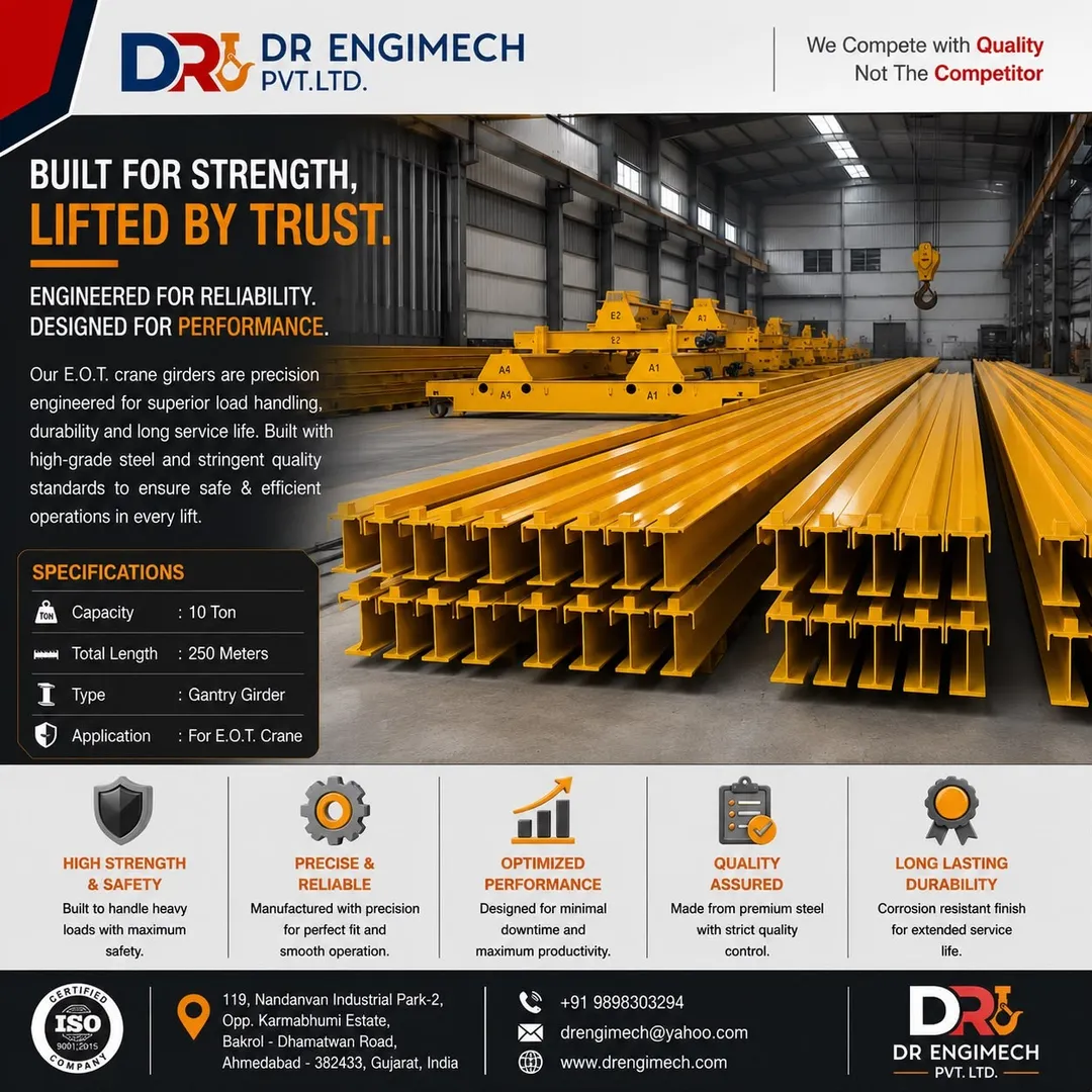 ๐ Export Quality Gantry Girders for 10 Ton EOT Cranes โ Precision Engineered for Global Industries