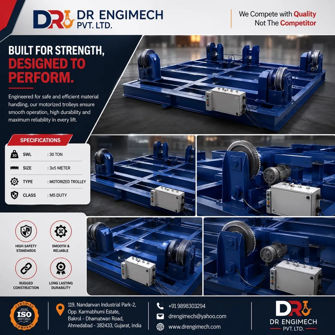 30 Ton Motorized Transfer Trolley – Heavy-Duty Material Handling with Precision & Power