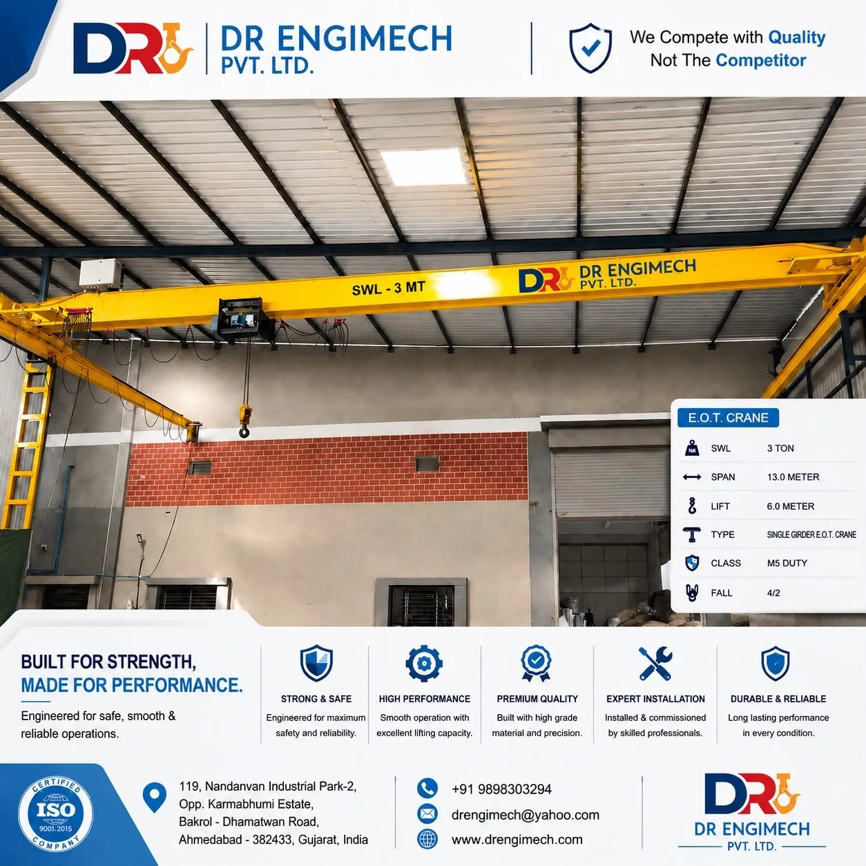 ๐๏ธ 3 Ton Single Girder EOT Crane โ Compact Design, Powerful Performance & Reliable Lifting