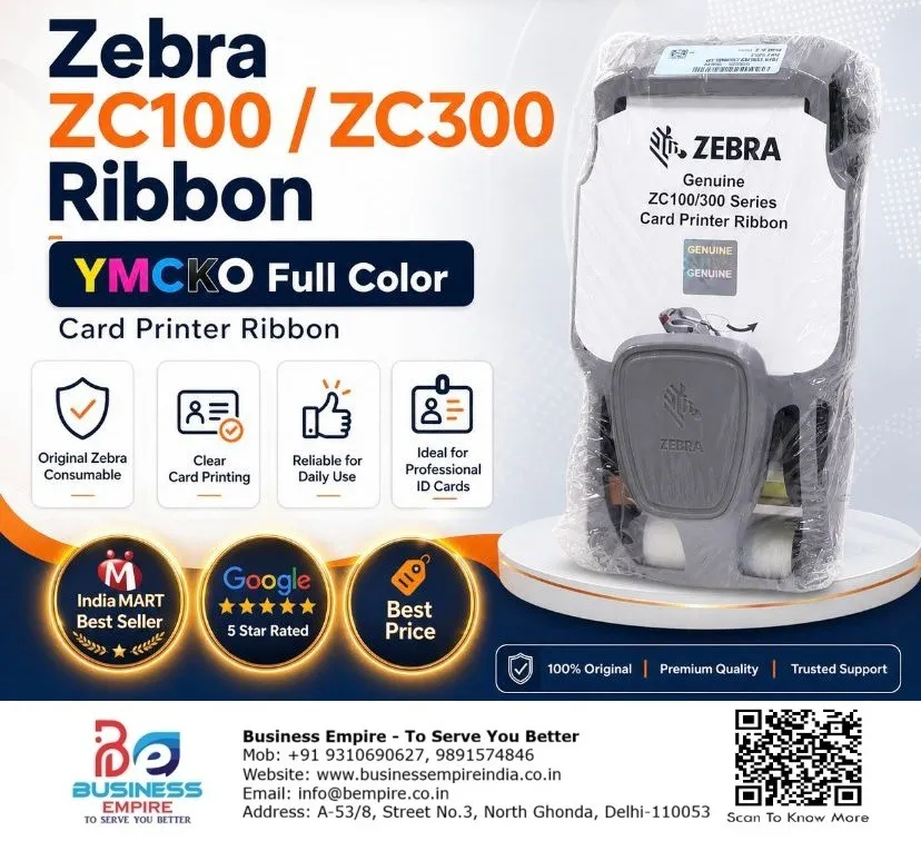ZC300 YMCKO Full Ribbon Zebra ZC300 YMCKO Ribbon Zebra ZC300 Color Ribbon ZC300 Full Color Ribbon YM