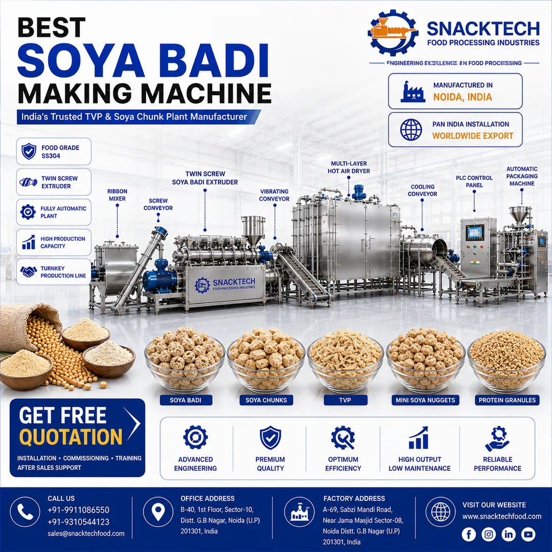Best Soya Badi Making Machine Manufacturer in India | Soya Chunk Processing Plant | Noida