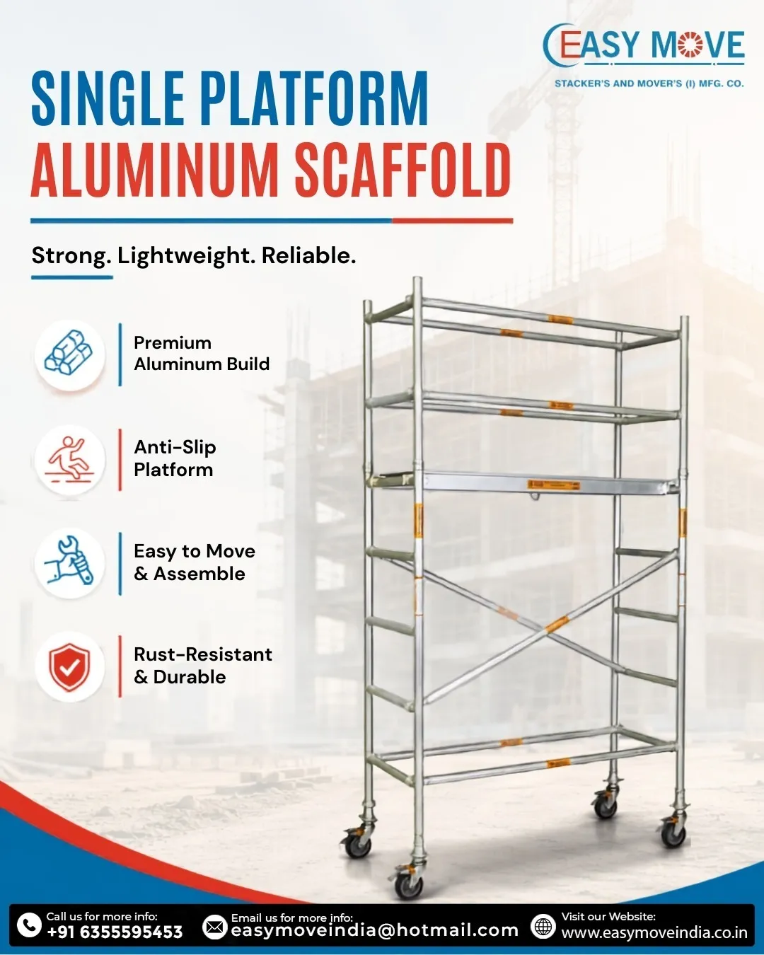 Single Platform Aluminum Scaffold Manufacturer in Ahmedabad | Easy Move