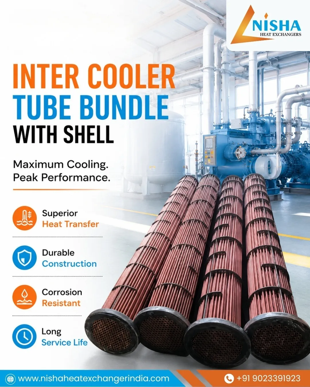 Inter Cooler Tube Bundle With Shell Manufacturer in Ahmedabad | Nisha Heat Exchangers