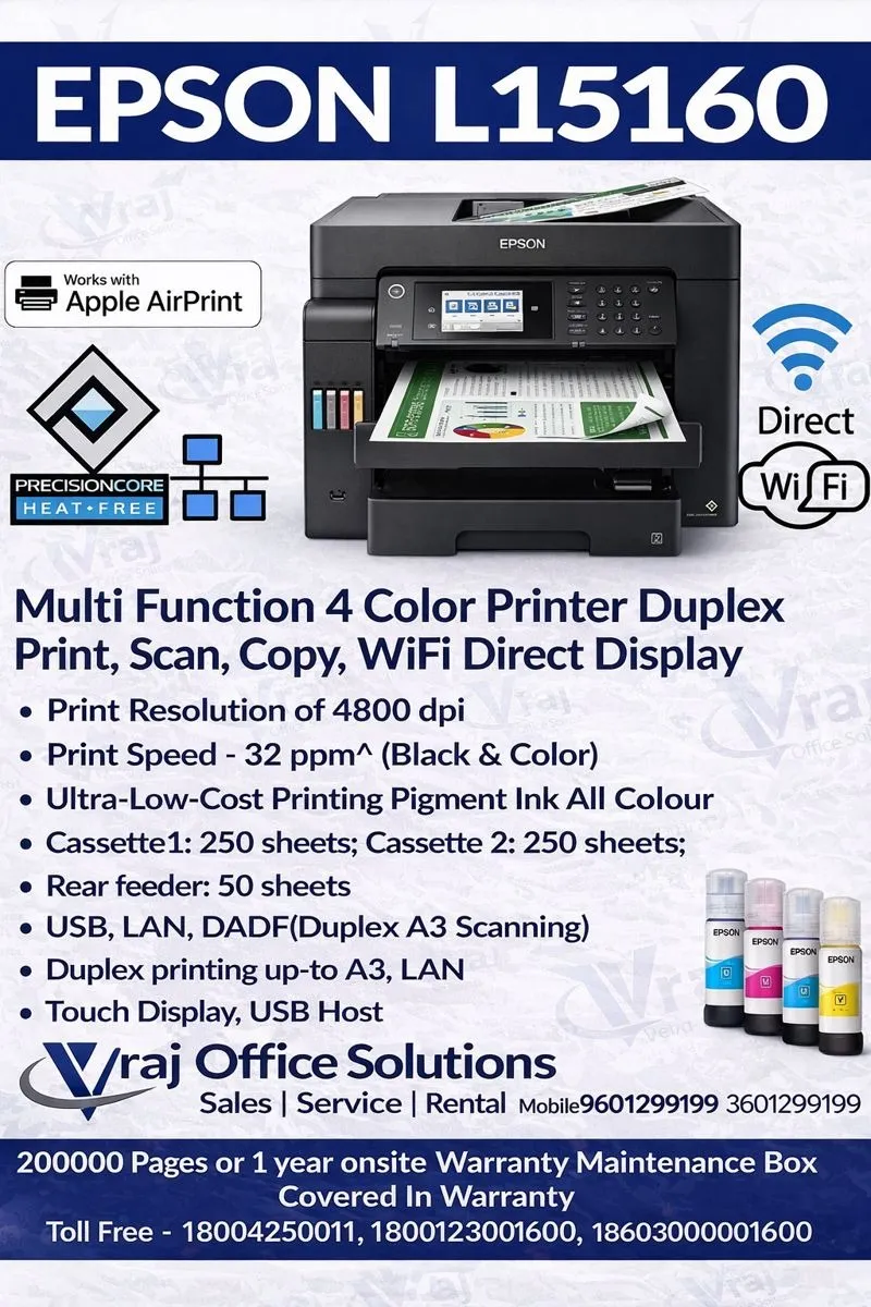 Epson EcoTank L15160 Printer Rental in Rajkot